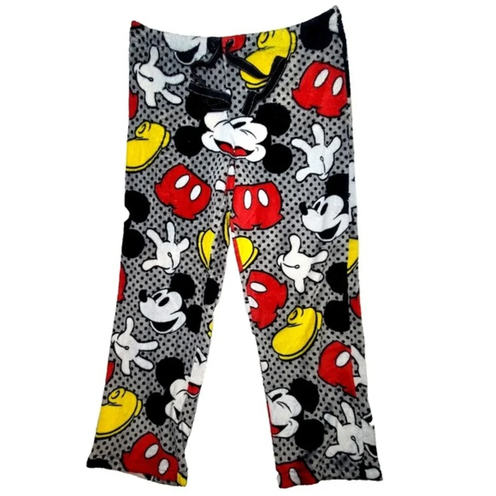 Disney Mickey Mouse Womens Pajama Pants Large Fleece Lounge Sleepwear Drawstring - Picture 2 of 13